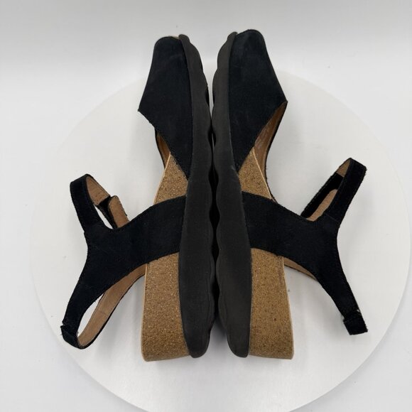 Dansko Marcy Casual Peep Toe Wedge Slingback Sandals Black Nubuck Women’s 39 - Picture 4 of 8